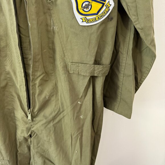 Top Gun Flight Suit Army Green Jumpsuit Costume - Picture 7 of 11